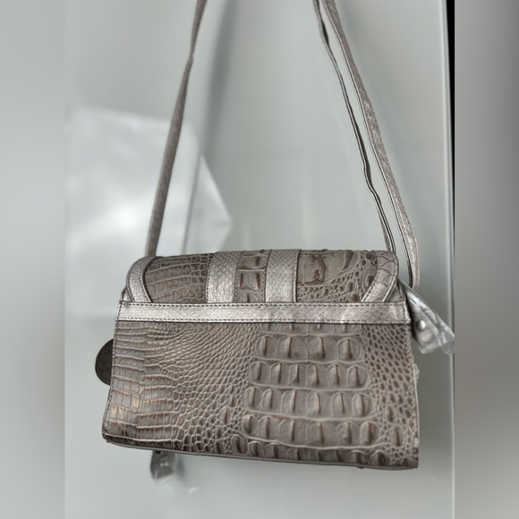 NWOT MC Marc Chantal Gray Vegan Leather Croc Embossed Crossbody Purse Silver - Picture 5 of 16